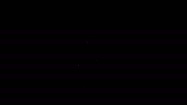 Біла лінія Дерево в значку горщика ізольовано на чорному тлі. Кімнатні рослини в горщиках. Натуральний декор для дому та інтер'єру. Знак рослини з горщиками. 4K Відео рух графічна анімація — стокове відео
