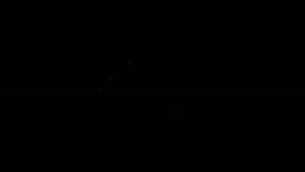 Ligne blanche icône symbole clinique vétérinaire isolé sur fond noir. Soins vétérinaires pour chats. Pet First Aid signe. Animation graphique de mouvement vidéo 4K — Video