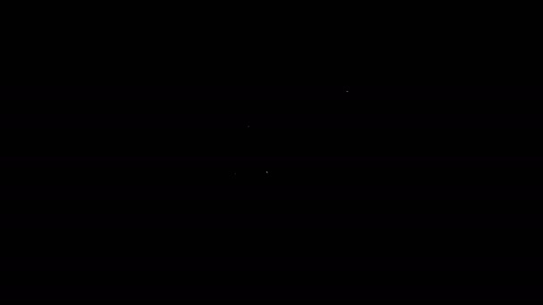 Línea blanca Icono de símbolo de la clínica veterinaria aislado sobre fondo negro. Cruza con la atención veterinaria del perro. Signo de primeros auxilios. Animación gráfica de vídeo 4K — Vídeos de Stock