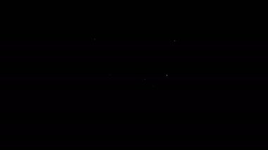 Siyah zemin üzerinde balık ikonu olan beyaz çizgi akvaryumu. Yuvarlak cam akvaryum. Ev ve evcil hayvanlar için akvaryum. 4K Video hareketli grafik canlandırması