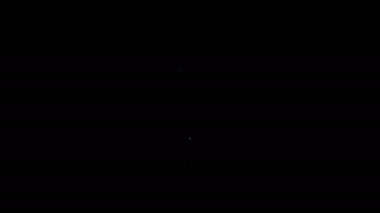 Beyaz çizgi Balık iskeleti simgesi siyah arkaplanda izole edildi. Balık kemiği işareti. 4K Video hareketli grafik canlandırması
