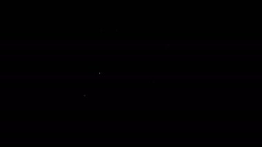 Siyah arkaplanda beyaz çizgi dikiş makinesi simgesi var. 4K Video hareketli grafik canlandırması