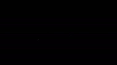 Siyah arkaplanda beyaz çizgi elektrikli demir ikonu var. Buhar ütüsü. 4K Video hareketli grafik canlandırması