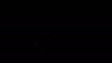 Siyah zemin üzerinde örgü iğneleri olan beyaz çizgi iplik topu. El yapımı, örgü ya da terzi için etiket. 4K Video hareketli grafik canlandırması