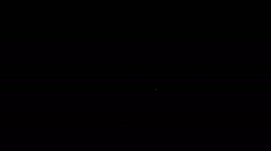 Siyah arkaplanda beyaz çizgi manken simgesi izole edildi. Terzi mankeni. 4K Video hareketli grafik canlandırması