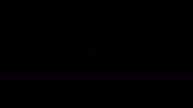 Beyaz çizgili kadın giysi simgesi siyah arkaplanda izole edildi. Kıyafet tabelası. 4K Video hareketli grafik canlandırması