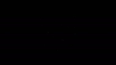 Siyah zemin üzerinde örgü iğneleri olan beyaz çizgi iplik topu. El yapımı, örgü ya da terzi için etiket. 4K Video hareketli grafik canlandırması