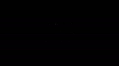 Siyah arkaplanda izole edilmiş ikon dikmek için beyaz iğne. Terzi sembolü. Tekstil el sanatları tabelasını diker. Nakış aletleri. 4K Video hareketli grafik canlandırması
