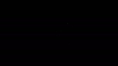 Siyah arkaplanda beyaz çizgi ütü simgesi izole edildi. 4K Video hareketli grafik canlandırması