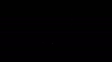 Siyah zemin üzerinde kalp ve ok simgesi olan beyaz çizgi Amour sembolü. Aşk işareti. Sevgililer Günü sembolü. 4K Video hareketli grafik canlandırması