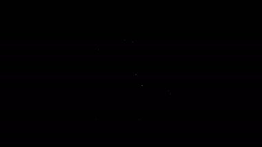 Beyaz çizgi sinema kamerası simgesi siyah arkaplanda izole edildi. Video kamera. Film tabelası. Film projektörü. 4K Video hareketli grafik canlandırması