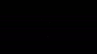 Beyaz çizgili alyans simgesi siyah arkaplanda izole edilmiş. Gelin ve damat mücevher tabelası. Evlilik ikonu. Elmas yüzük ikonu. 4K Video hareketli grafik canlandırması