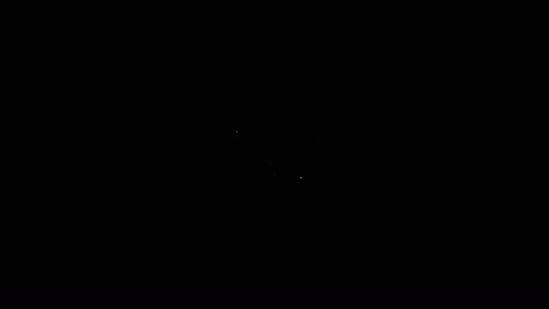 Linea bianca Ciotola per animali domestici per gatto o icona del cane isolata su sfondo nero. Impronta zampa cane o gatto. Animazione grafica 4K Video motion — Video Stock