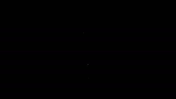 Λευκή γραμμή Εικόνα σκελετού ψαριού απομονωμένη σε μαύρο φόντο. Σημάδι από ψαροκόκαλο. 4K Γραφική κίνηση κίνησης βίντεο — Αρχείο Βίντεο