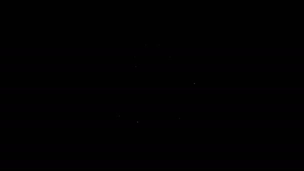 Ligne blanche Mains avec icône de l'empreinte des animaux isolées sur fond noir. Patte d'animal de compagnie dans le cœur. Aimez les animaux. Animation graphique de mouvement vidéo 4K — Video