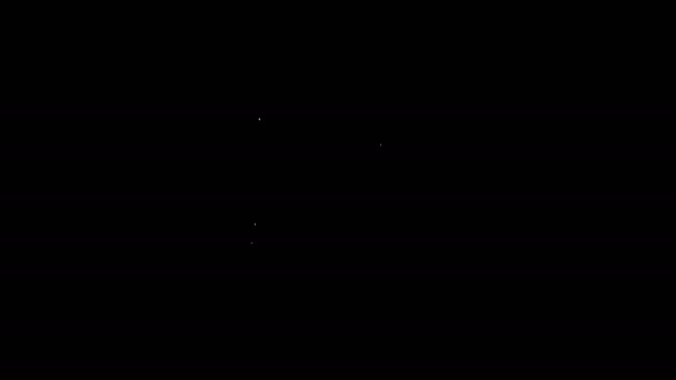 Línea blanca Icono de cuello de cono protector aislado sobre fondo negro. Cono de recuperación mascota. Cono para animales. Animación gráfica de vídeo 4K — Vídeo de stock