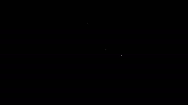 Біла лінія Кругла регульована вишивка кільця ізольована на чорному тлі. Нитка і голка для вишивання. 4K Відео рух графічна анімація — стокове відео