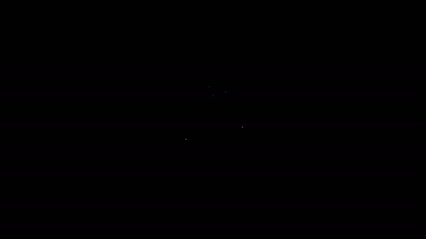 Значок "Ножницы" белой линии изолирован на черном фоне. Портной символ. Знак режущего инструмента. Видеографическая анимация 4K — стоковое видео