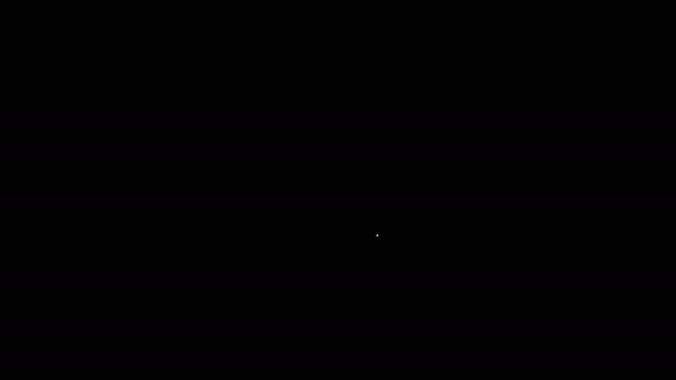 Witte lijn naaipatroon pictogram geïsoleerd op zwarte achtergrond. Markeringen voor het naaien. 4K Video motion grafische animatie — Stockvideo
