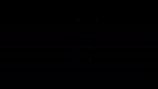 Linea bianca Filo per cucire sull'icona della bobina isolato su sfondo nero. Bobina di filato. Bobina di filo. Animazione grafica 4K Video motion — Video Stock