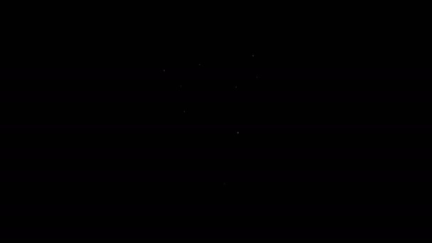 Linha branca Toque sino ícone isolado no fundo preto. Símbolo de alarme, sino de serviço, sinal de campainha, símbolo de notificação. Animação gráfica em movimento de vídeo 4K — Vídeo de Stock
