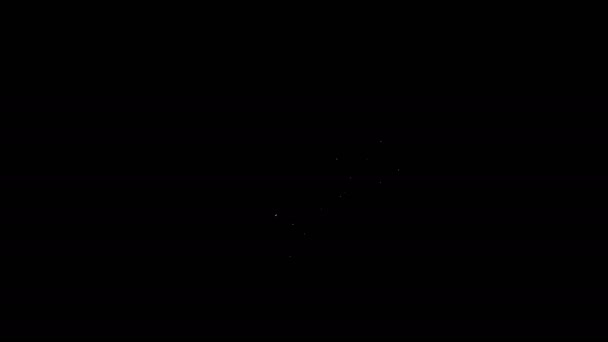 Weiße Linie Süßigkeiten in herzförmiger Box und Bogen Symbol isoliert auf schwarzem Hintergrund. Valentinstag. 4K Video Motion Grafik Animation — Stockvideo