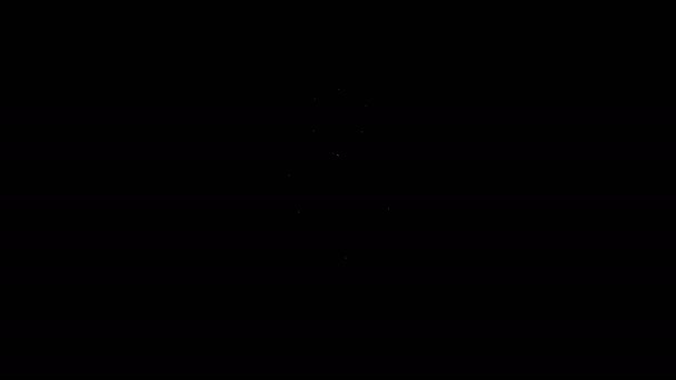 Λευκή γραμμή Εικόνα λουλουδιού απομονωμένη σε μαύρο φόντο. 4K Γραφική κίνηση κίνησης βίντεο — Αρχείο Βίντεο