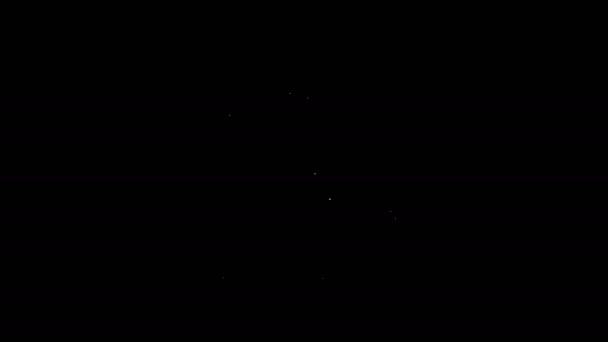 Weiße Linie Cinema Kamera Symbol isoliert auf schwarzem Hintergrund. Videokamera. Filmschild. Filmprojektor. 4K Video Motion Grafik Animation — Stockvideo
