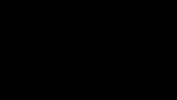 Vit linje bukett blommor ikon isolerad på svart bakgrund. 4K Video motion grafisk animation — Stockvideo