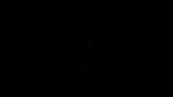 Bílá čára Svatební kroužky ikona izolované na černém pozadí. Šperk nevěsty a ženicha. Ikona manželství. Ikona diamantového prstenu. Grafická animace pohybu videa 4K — Stock video