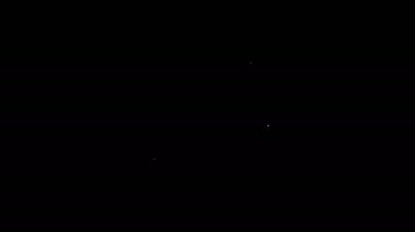 Beyaz çizgi bilet simgesi siyah arkaplanda izole edildi. Eğlence parkı. 4K Video hareketli grafik canlandırması