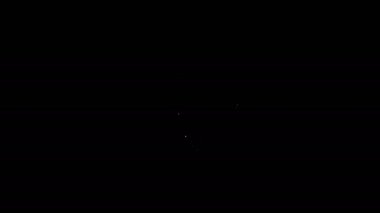 Beyaz çizgi klasik dart tahtası ve ok simgesi siyah arkaplanda izole edildi. Dartboard işareti. Oyun konsepti. 4K Video hareketli grafik canlandırması