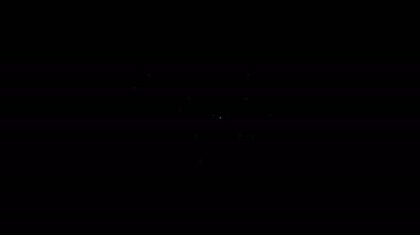 Siyah arka planda beyaz çizgi madencilik ikonu var. Kripto para madenciliği, engelleme teknolojisi, dijital para piyasası, kripto para cüzdanı. 4K Video hareketli grafik canlandırması