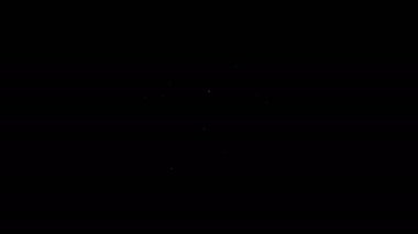 Beyaz çizgi siyah arkaplanda izole edilmiş kazma simgesi ile kesişmiş. Engelleme teknolojisi, kripto para madenciliği, bitcoin, altsikkeler, dijital para piyasası. 4K Video hareketli grafik canlandırması