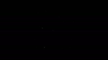 Beyaz çizgi CPU maden çiftliği ikonu siyah arka planda izole edildi. İşlemcinin içinde bitcoin işareti. Kripto para madenciliği topluluğu. Dijital para. 4K Video hareketli grafik canlandırması