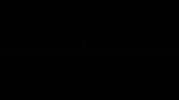 Línea blanca Icono de perro de maíz aislado sobre fondo negro. Comida rápida tradicional americana. Animación gráfica de vídeo 4K — Vídeos de Stock