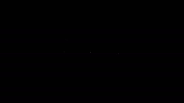 Línea blanca Icono de tienda de circo aislado sobre fondo negro. Carnaval tienda de campaña. Parque de atracciones. Animación gráfica de vídeo 4K — Vídeo de stock