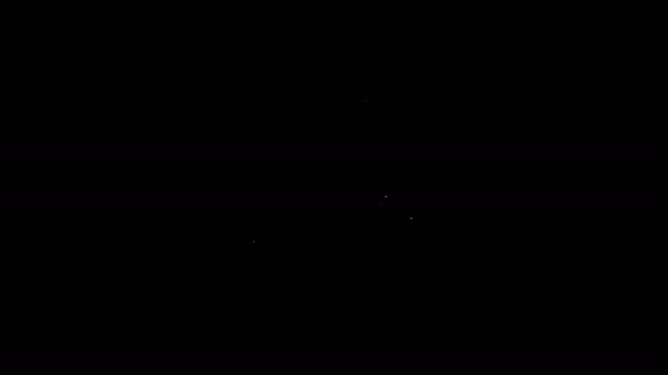Bílá čára Ročník kolo s jedním velkým kolem a jednou malou ikonou izolované na černém pozadí. Značka veřejné dopravy na kole. Grafická animace pohybu videa 4K — Stock video