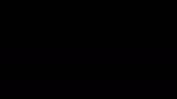 Белая линия Карнавал гирлянда с иконкой флагов изолированы на черном фоне. Вымпелы для празднования дня рождения, фестиваля и ярмарки украшения. Видеографическая анимация 4K — стоковое видео