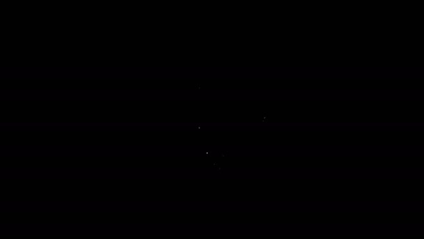 黒の背景に隔離されたホワイトラインクラシックダーツボードと矢印アイコン。ダーツボードの看板。ゲームのコンセプト。4Kビデオモーショングラフィックアニメーション — ストック動画