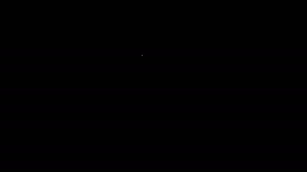 Λευκή γραμμή εικονίδιο φάντασμα απομονώνονται σε μαύρο φόντο. 4K Γραφική κίνηση κίνησης βίντεο — Αρχείο Βίντεο