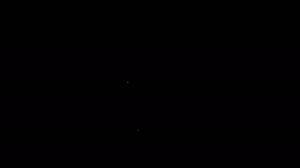 Línea blanca Icono del billete aislado sobre fondo negro. Parque de atracciones. Animación gráfica de vídeo 4K — Vídeos de Stock