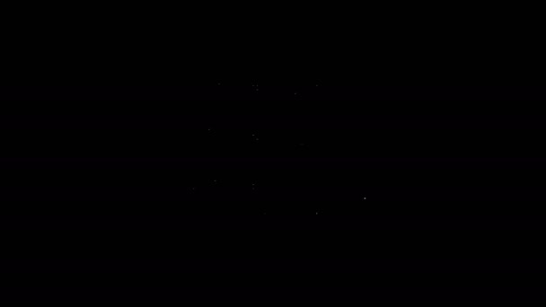 Línea blanca Globo y moneda criptomoneda Icono de Bitcoin aislado sobre fondo negro. Una moneda física. Blockchain basado en criptomoneda segura. Animación gráfica de vídeo 4K — Vídeo de stock