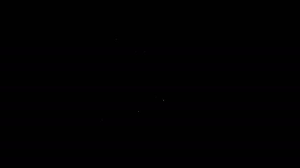 Línea blanca Icono de minería de nubes criptomoneda aislado sobre fondo negro. Nube con pico, bitcoin, mercado de dinero digital, billetera criptomoneda. Animación gráfica de vídeo 4K — Vídeo de stock