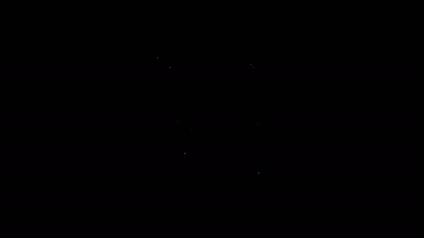 ホワイトライン黒の背景に隔離されたクロスドハンターナイフアイコン。アーミーナイフ。4Kビデオモーショングラフィックアニメーション — ストック動画