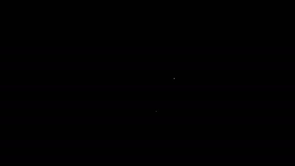 白い線黒の背景に隔離されたクマの頭のアイコン。4Kビデオモーショングラフィックアニメーション — ストック動画