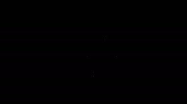 Beyaz çizgi geyik boynuzları siyah arka planda izole edilmiş kalkan simgesinde. Duvarda av kupası. 4K Video hareketli grafik canlandırması
