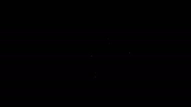 Beyaz çizgi geyik boynuzları siyah arkaplanda izole edilmiş. Duvarda av kupası. 4K Video hareketli grafik canlandırması