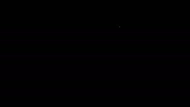 Siyah arka planda beyaz çizgi av silahı simgesi izole edildi. Av tüfeği. 4K Video hareketli grafik canlandırması
