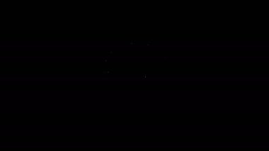 Siyah zemin üzerinde balık simgesi olan beyaz çizgili balıkçı kovası. Kovadaki balık. 4K Video hareketli grafik canlandırması